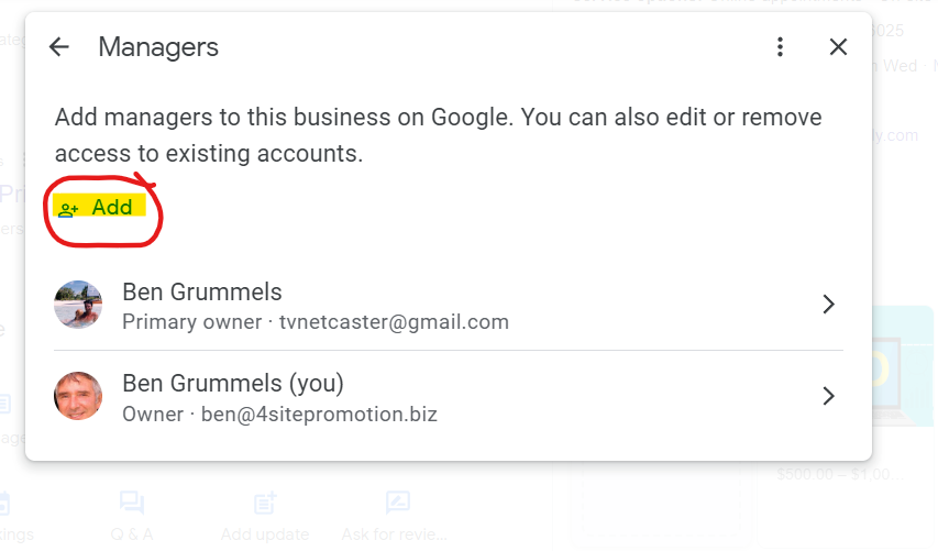 Add google business-profile manager.